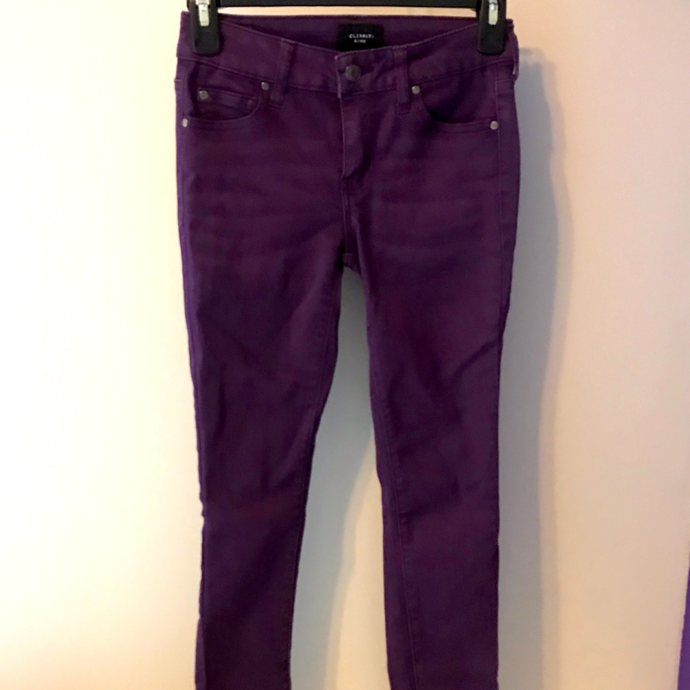 Purple skinny jeans size 0 or 24, length 29”